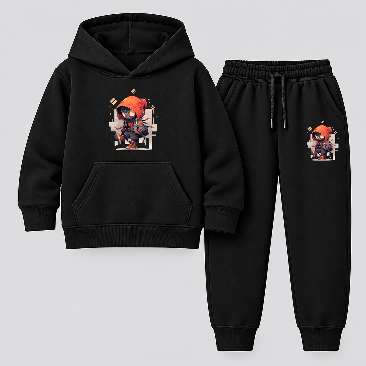 Mini Spider Hero Hoodie Tracksuit – Black