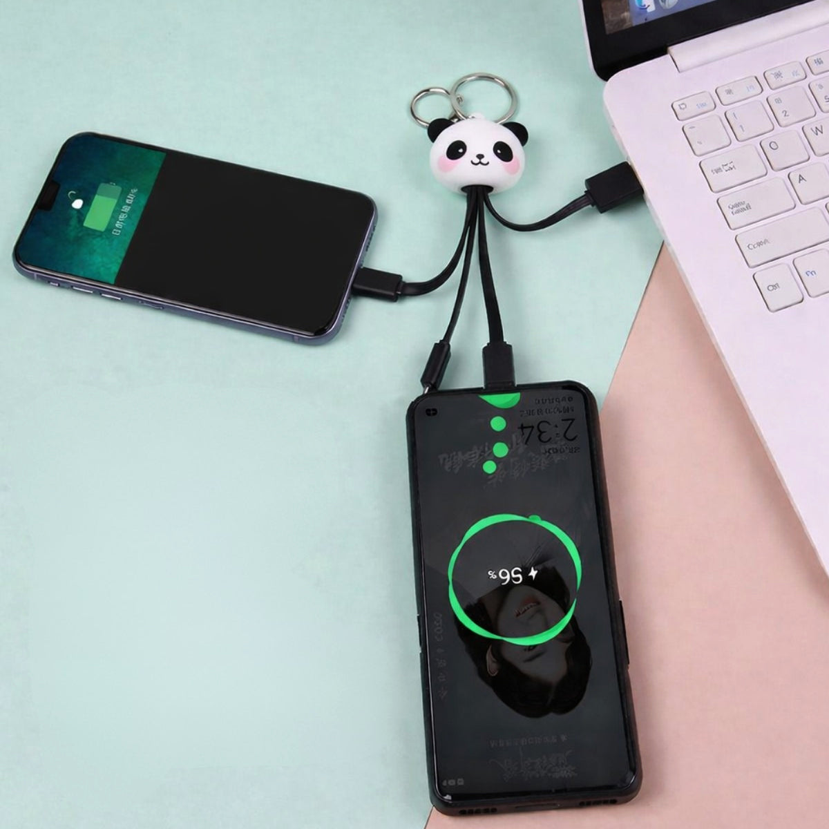 3 in 1 Retractable Charging Cable Panda Design