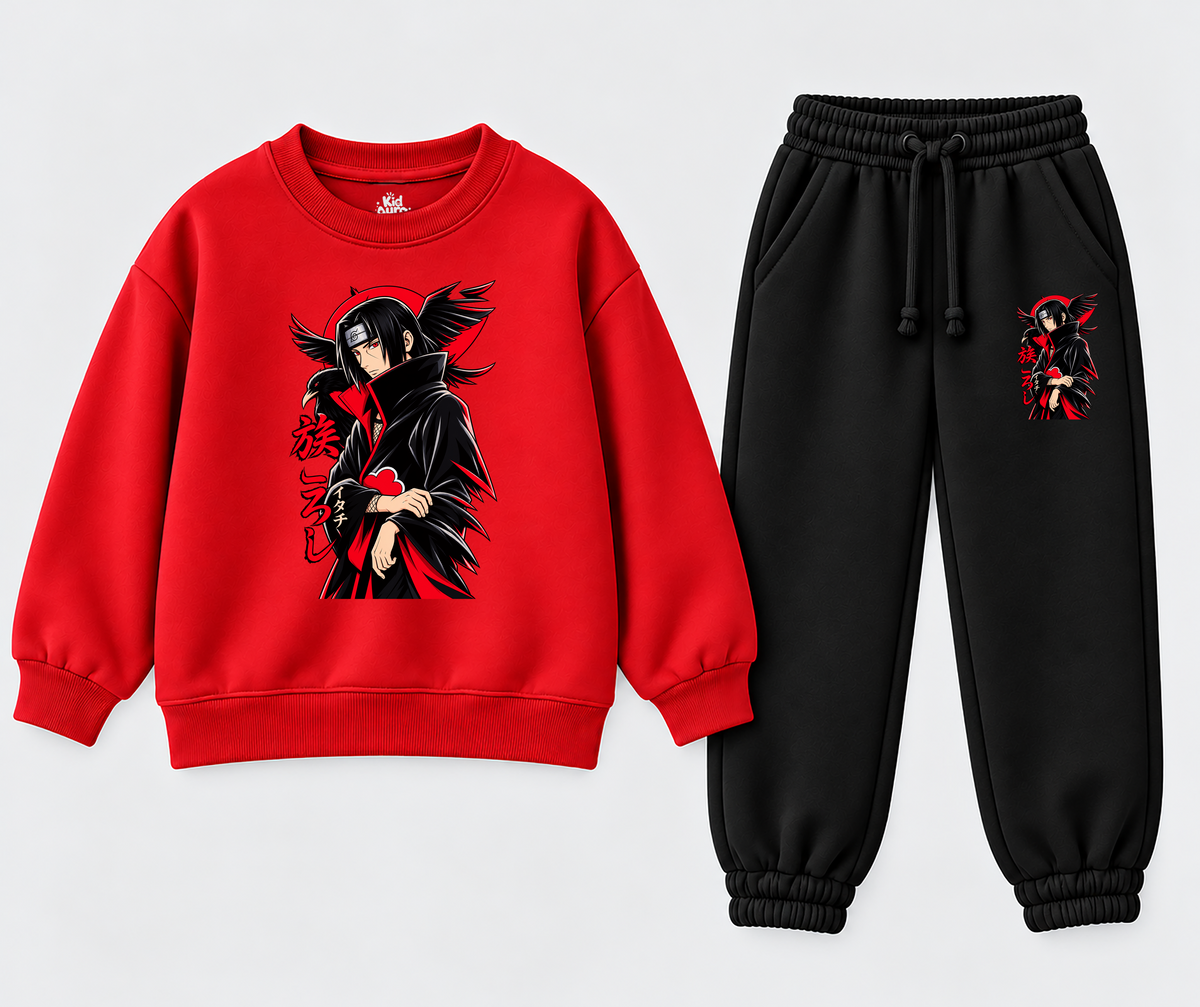 Itachi Anime Graphic Tracksuit – Red & Black