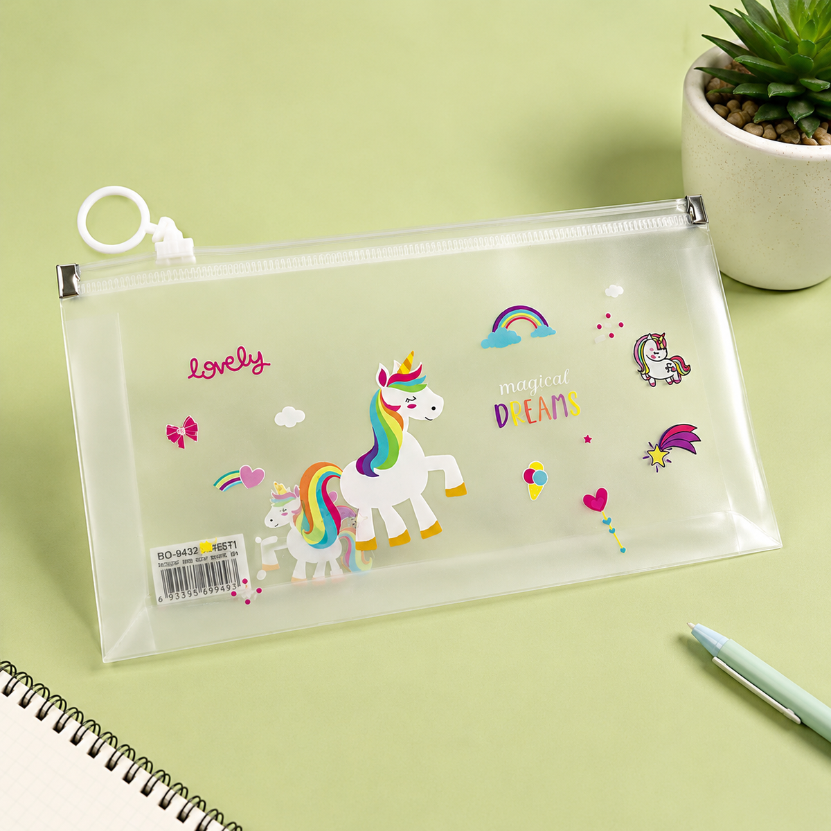 TRANSPARENT UNICORN ZIP POUCH
