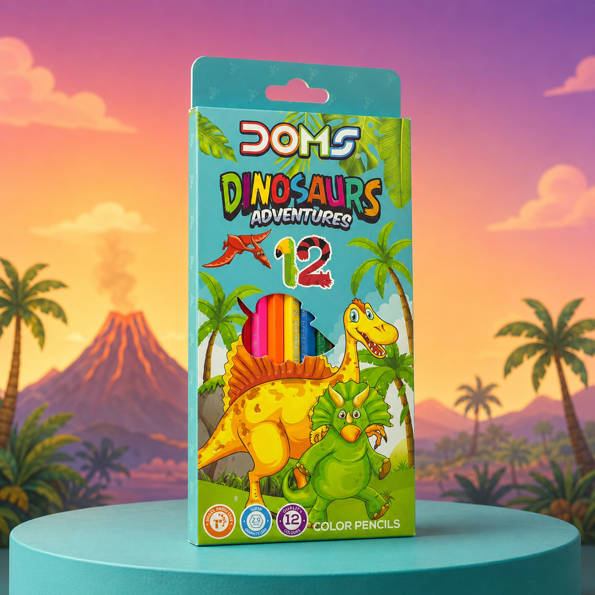 DOMS Dinosaurs Adventures Colour Pencils – 12 Colours