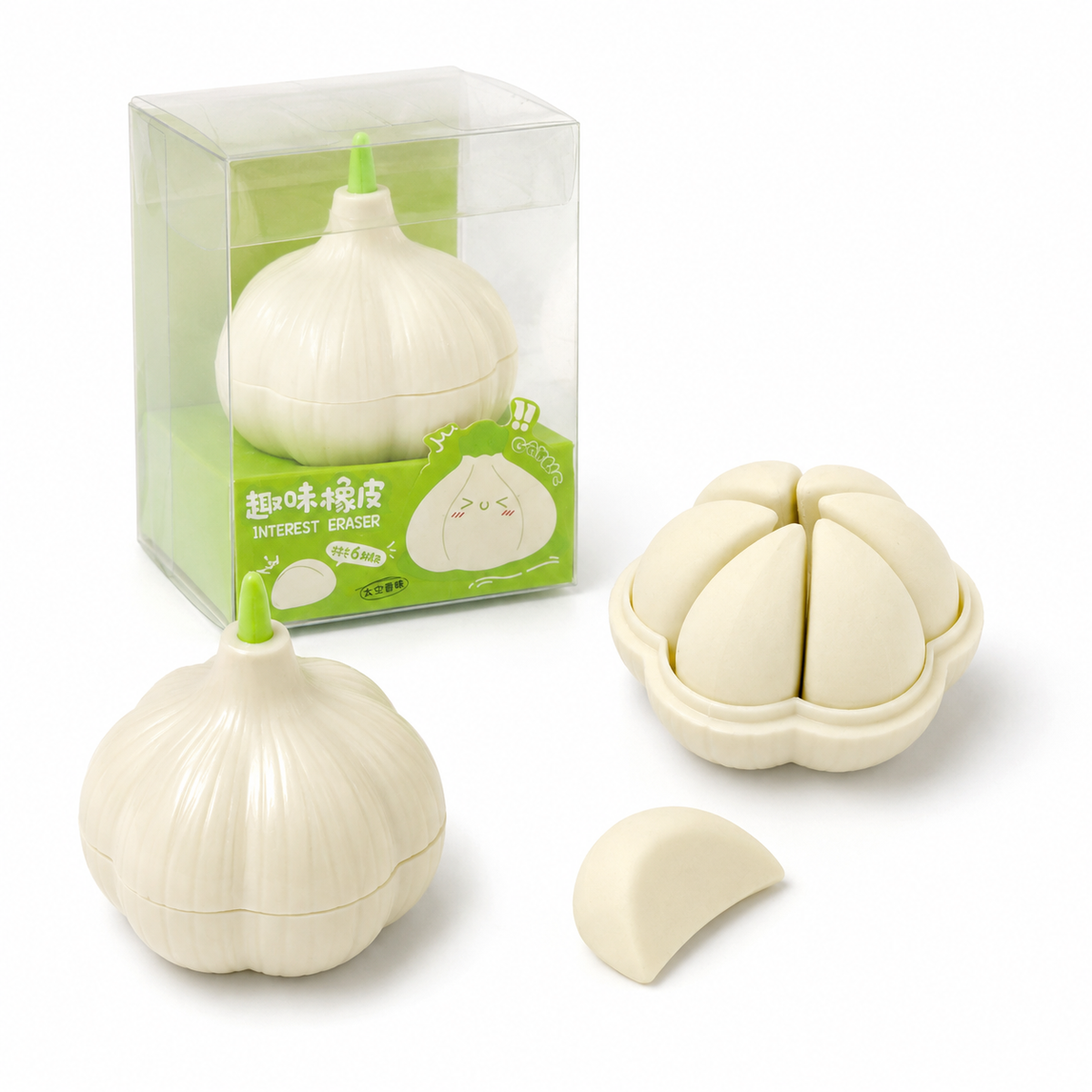 Creative Garlic-Shaped Eraser Set