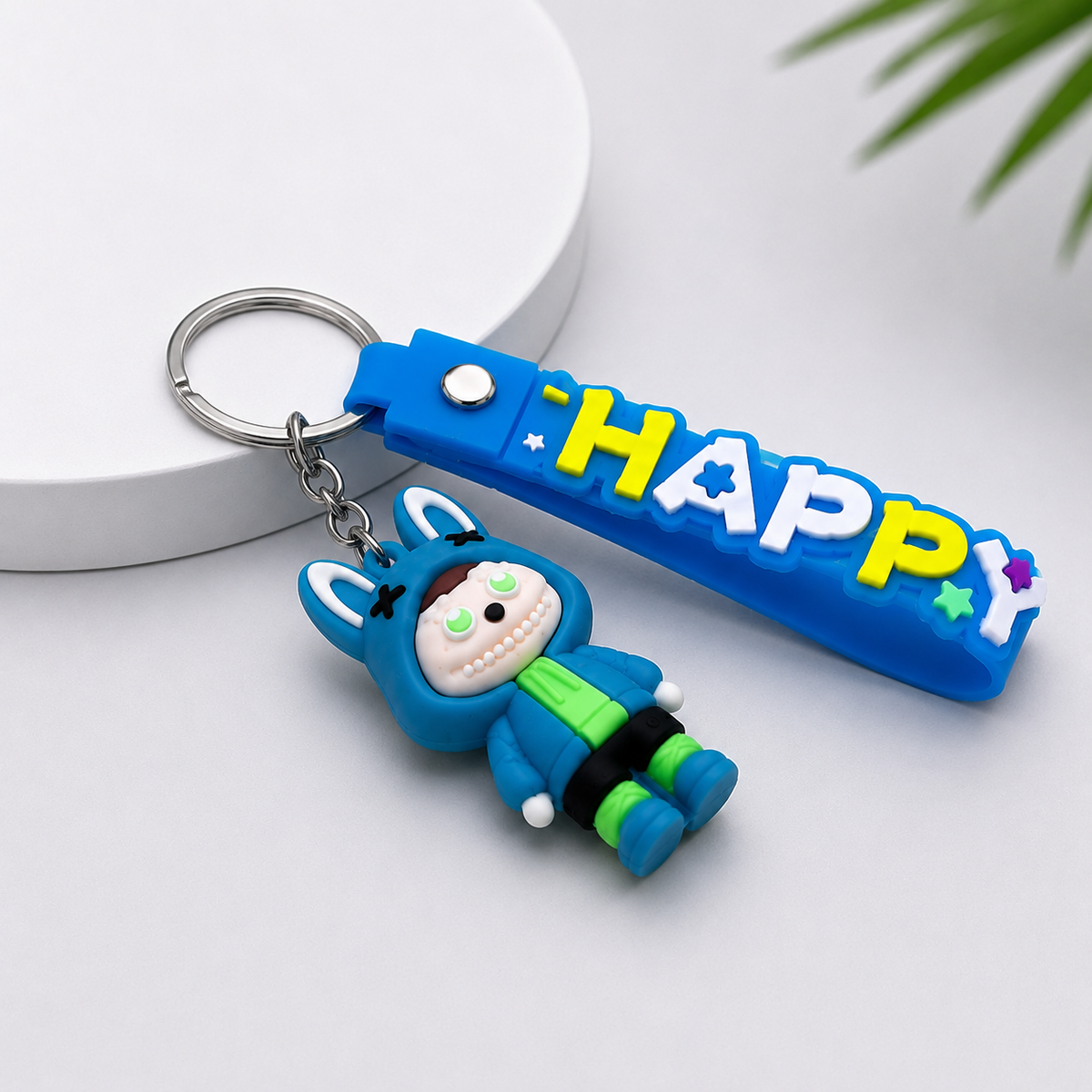 HAPPY KEYCHAIN - BLUE