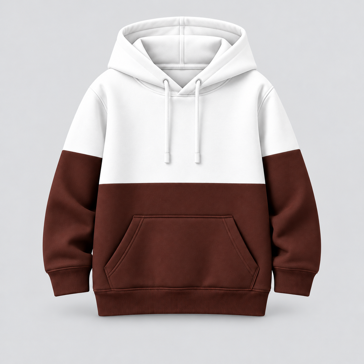 Classic Colorblock Hoodie Tracksuit – White & Chocolate Brown