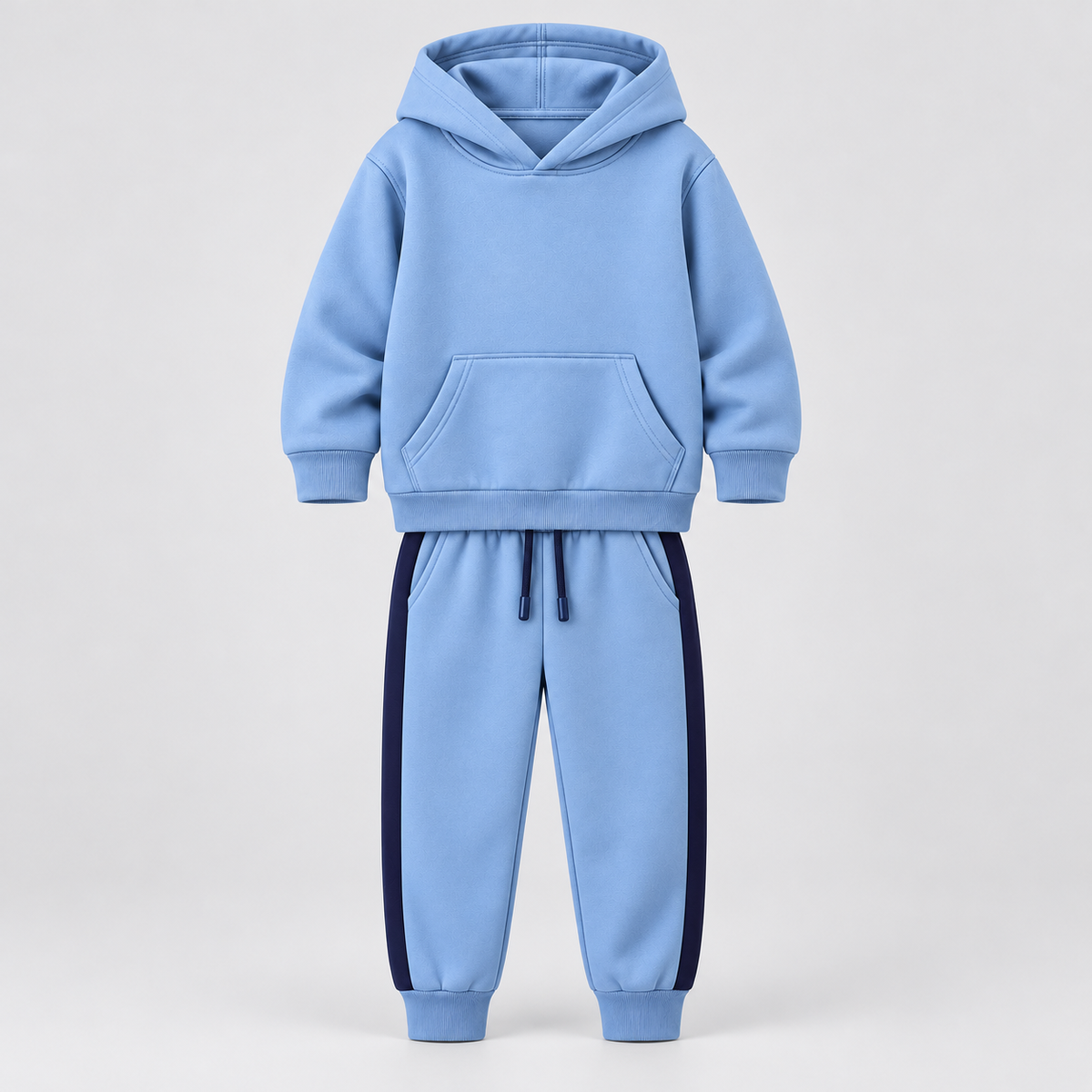 Contrast Panel Hoodie Tracksuit – Blue & Navy