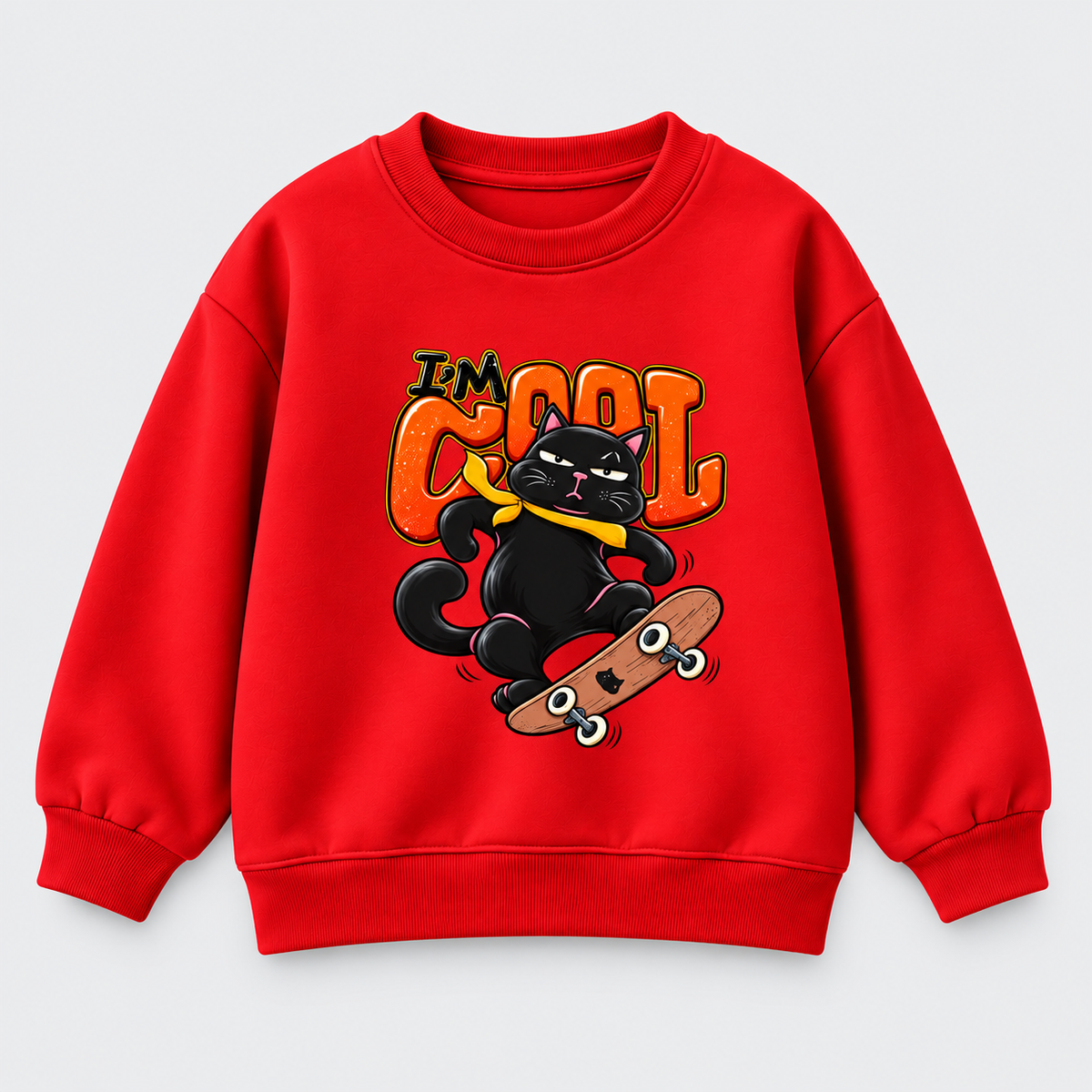 Cool Skater Cat Tracksuit – Red & Black