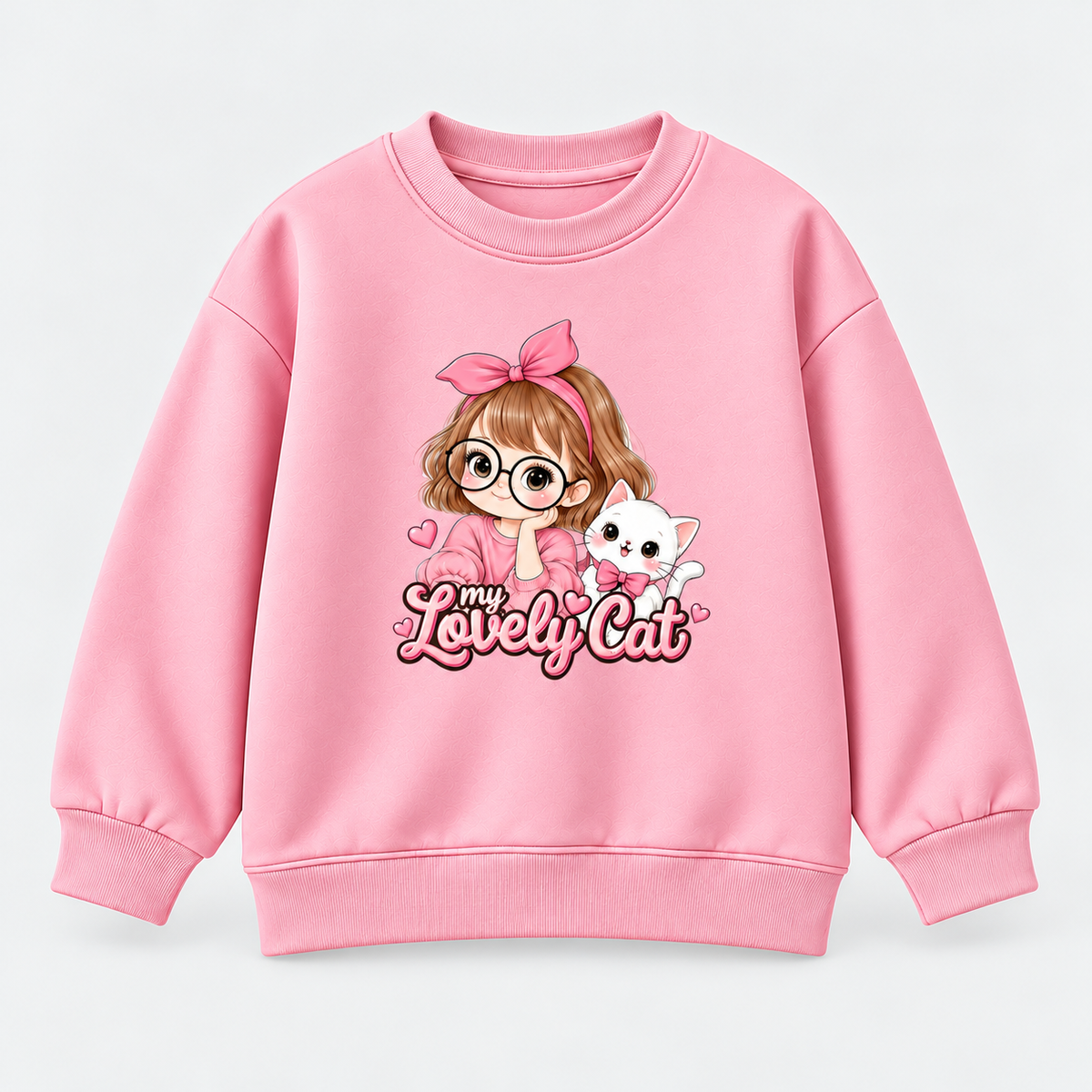 Girls' My Lovely Cat Pink Sweatshirt & Trouser Set