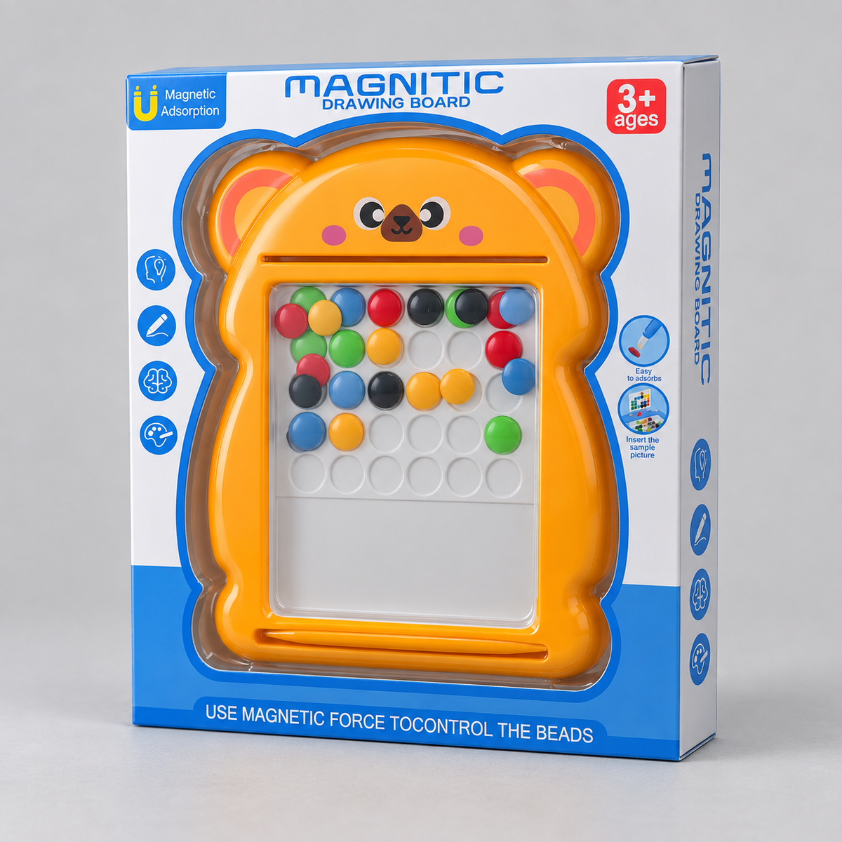 Bear Magnetic Drawing Board with Colourful Beads