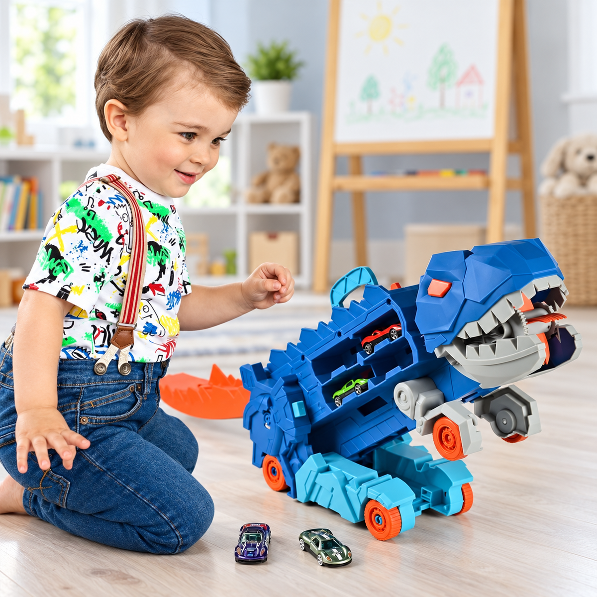2in1 Foldable Dinosaur Truck - 2Pcs Cars