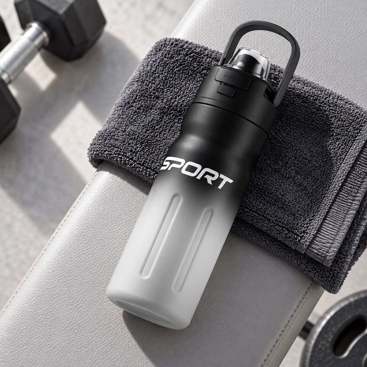 Sport Water Bottle – Black & Grey