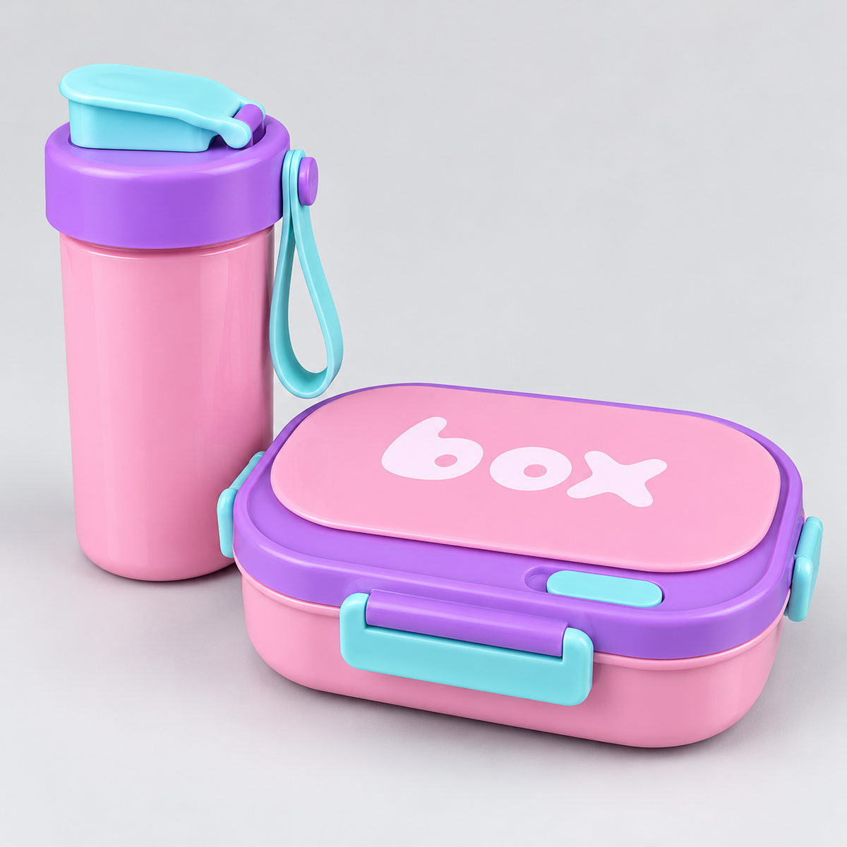 Lunch Box & Water Bottle Set – Pink & Purple