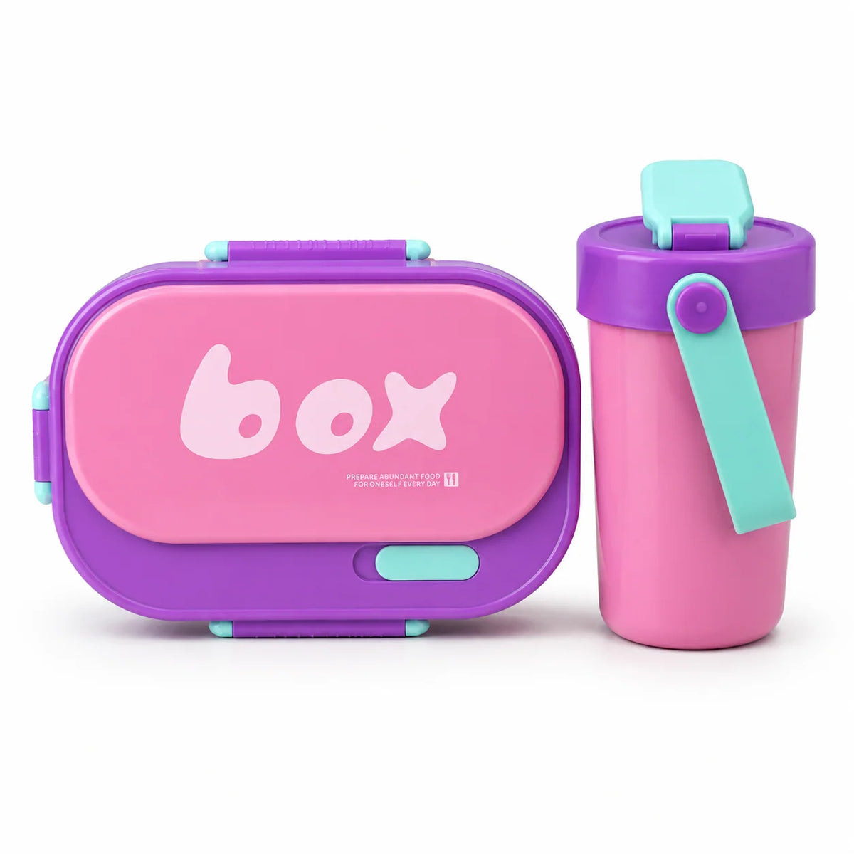 Lunch Box & Water Bottle Set – Pink & Purple
