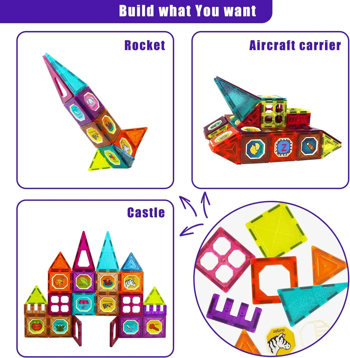 30-Piece Magnetic Building Tiles Set