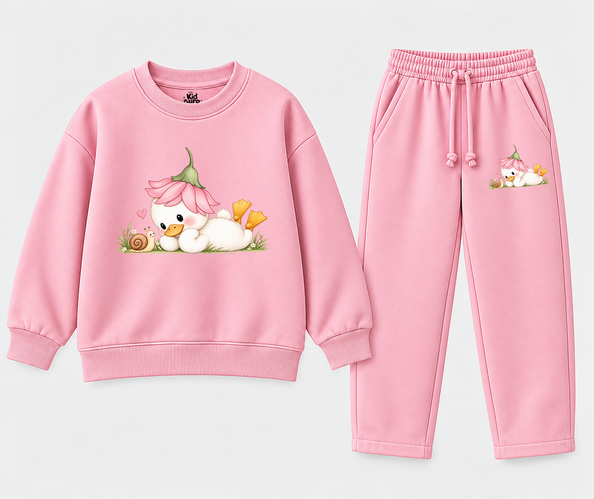 Girls' Little Duckling Pink Sweatshirt & Trouser Set