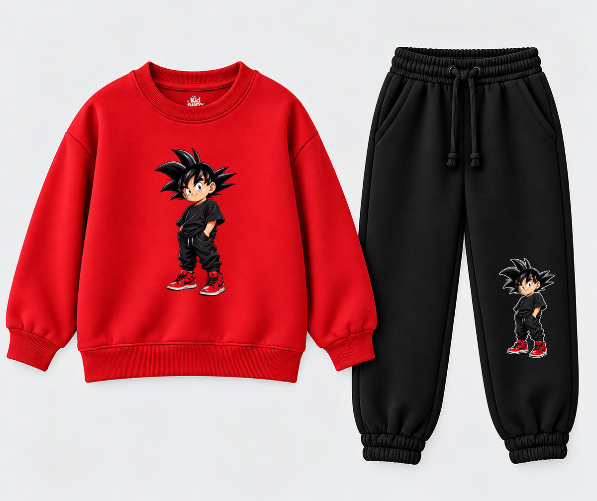 Mini Saiyan Anime Tracksuit – Red & Black