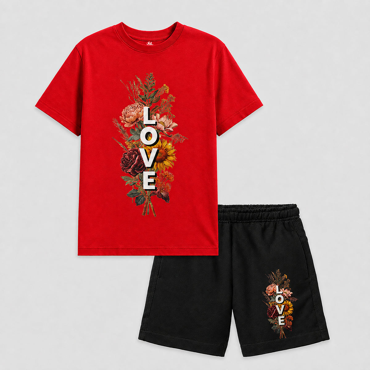 FLORAL LOVE T-SHIRT & SHORTS SET