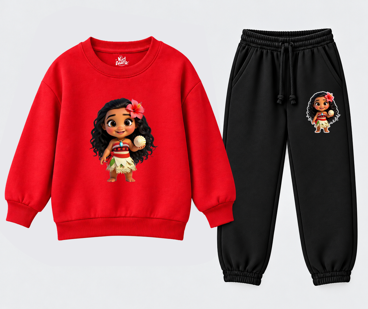 Red & Black Sweatshirt Tracksuit Set