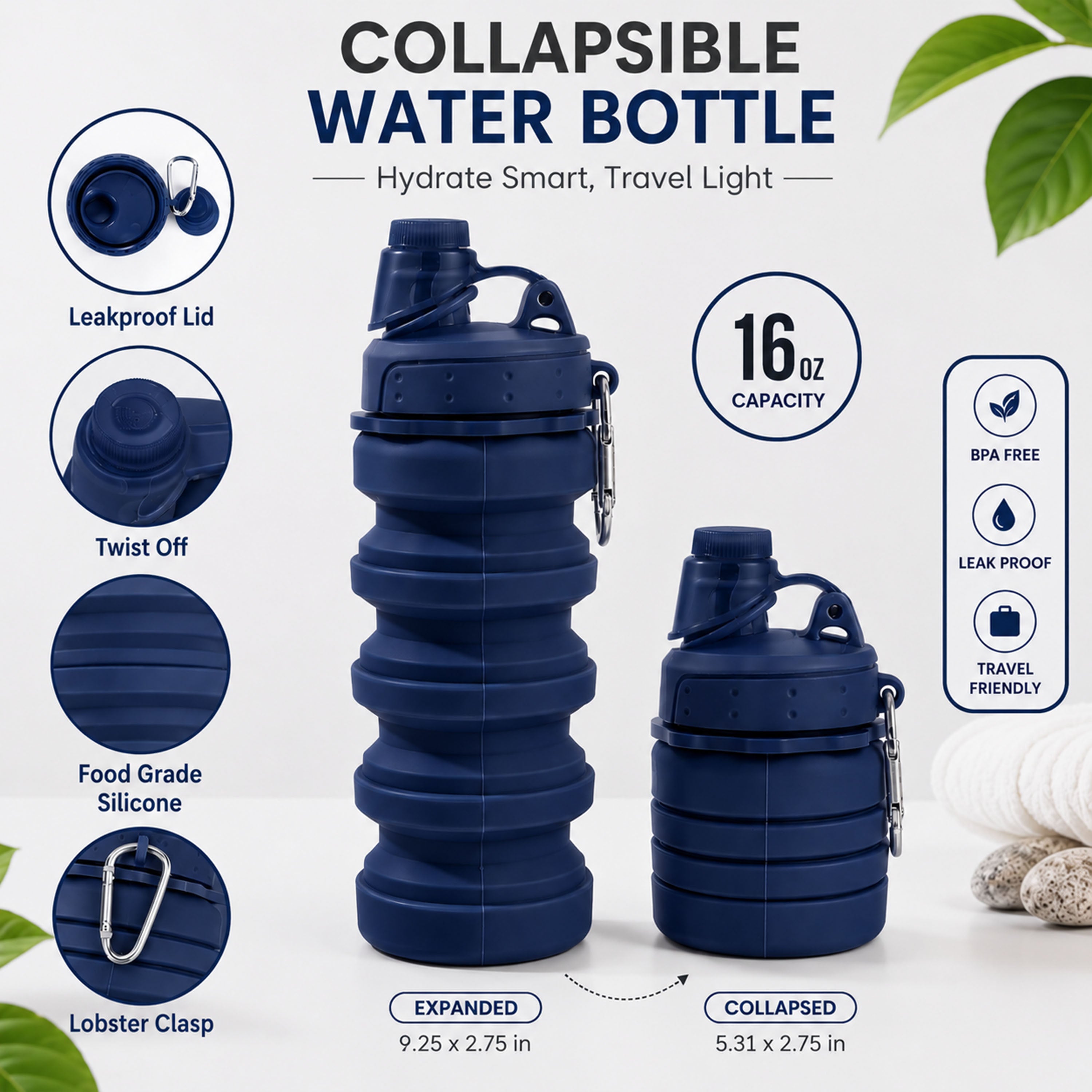 FOLDABLE WATER BOTTLE (BLUE)