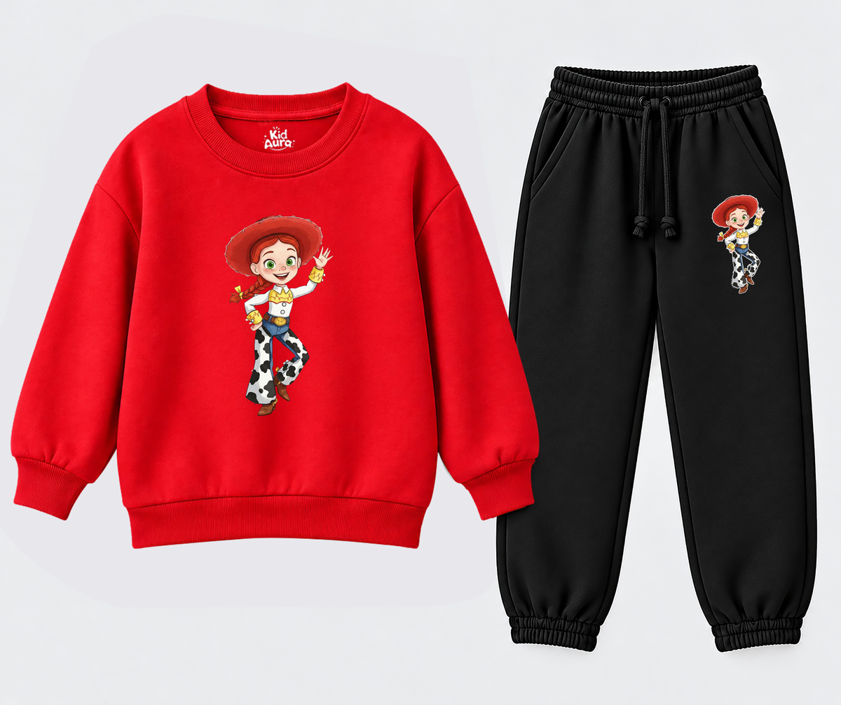 Girls' Jessie Cowgirl Red & Black Tracksuit Set
