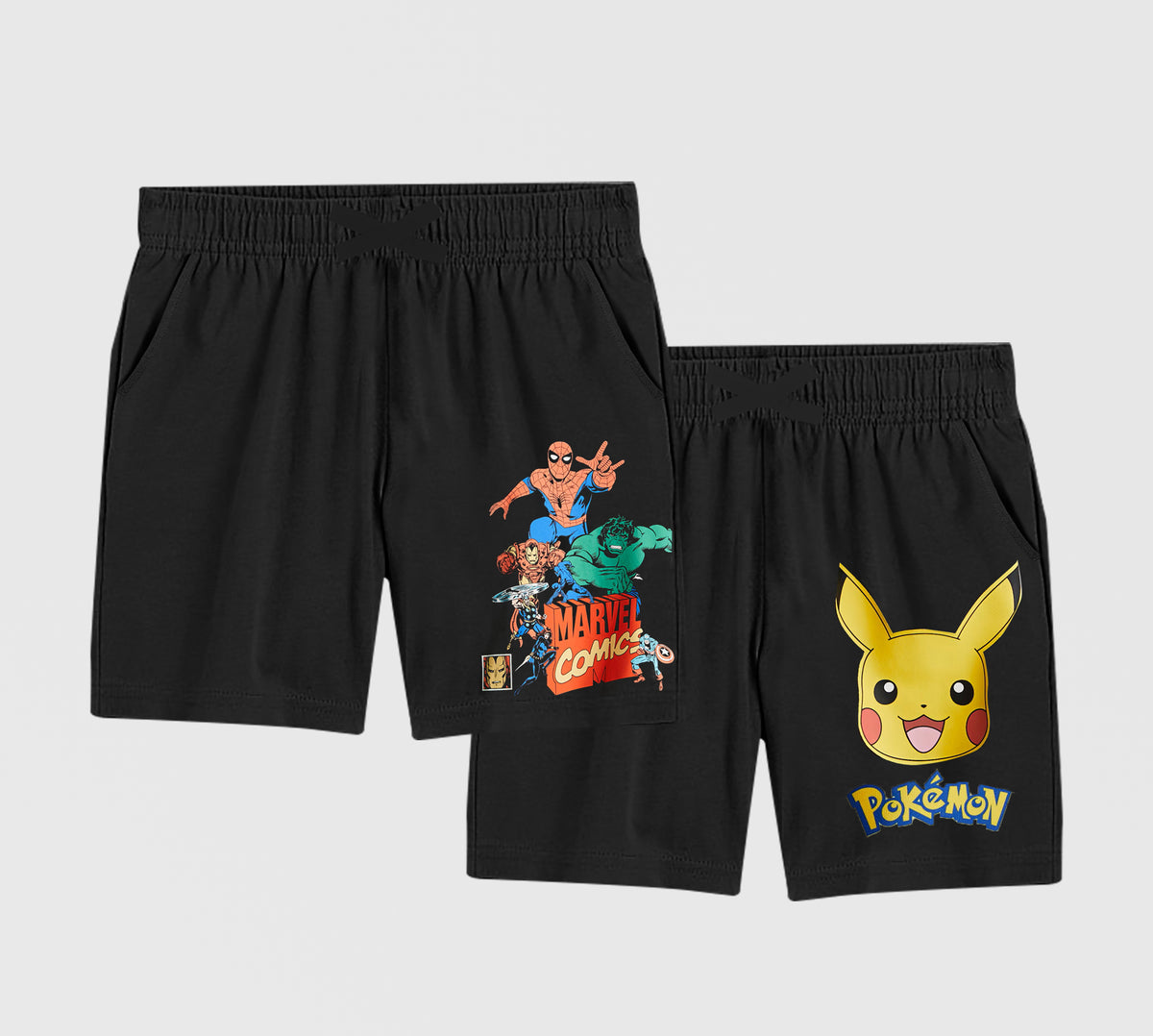 MARVEL & POKÉMON GRAPHIC SHORTS - SET