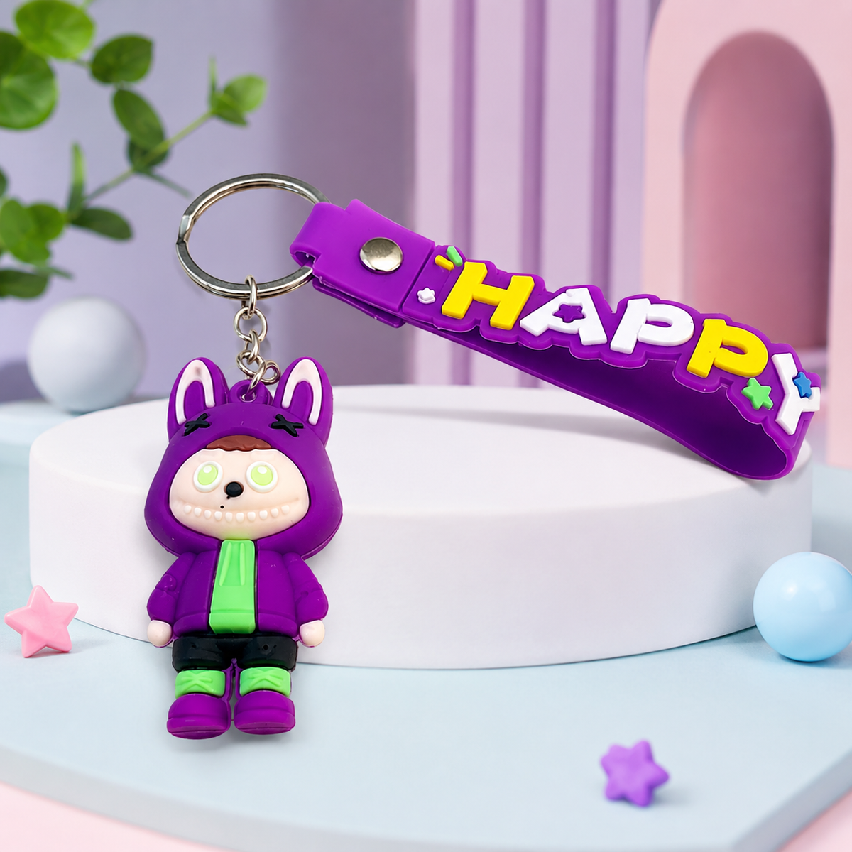 HAPPY KEYCHAIN - PURPLE