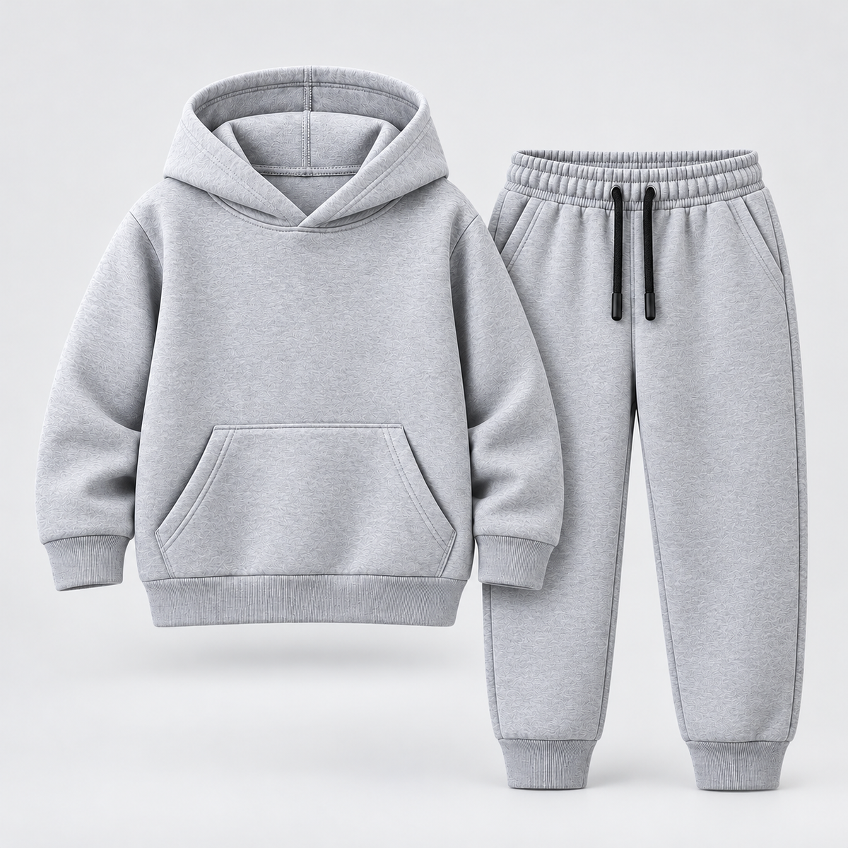 Kidaura Essential Textured Hoodie Tracksuit – Light Grey