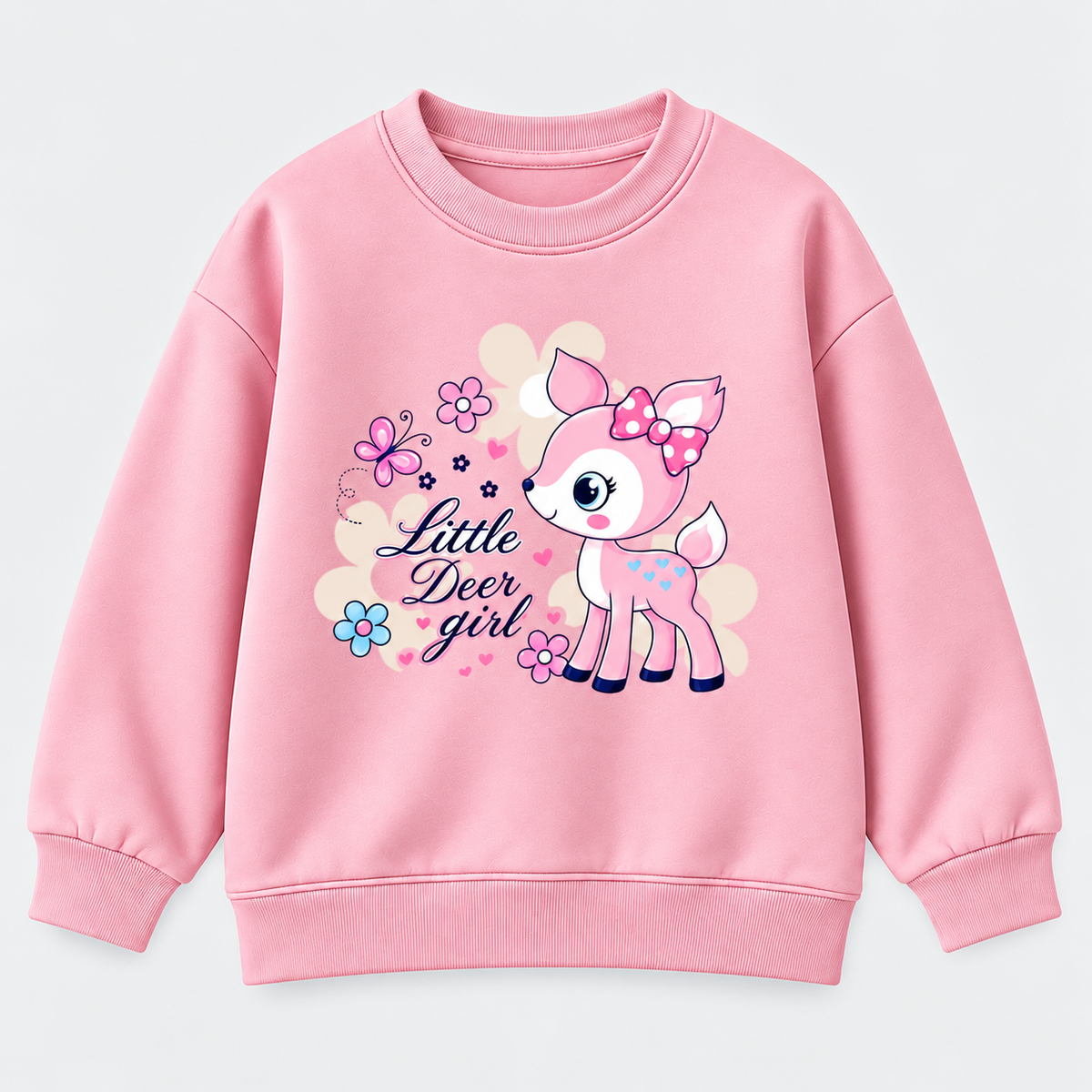 Girls' Little Deer Pink Sweatshirt & Trouser Set