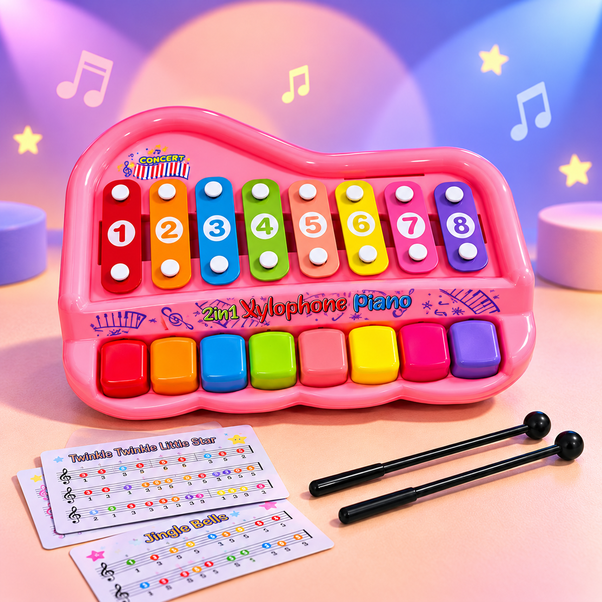 2-in-1 Kids Xylophone and Piano Musical Toy