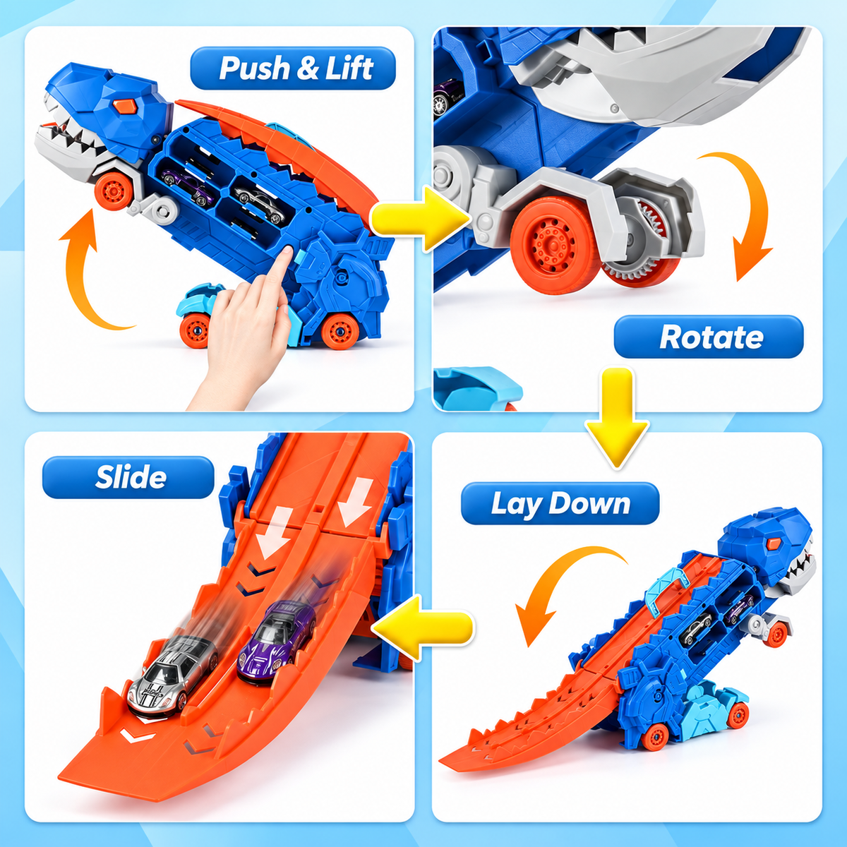 2in1 Foldable Dinosaur Truck - 2Pcs Cars