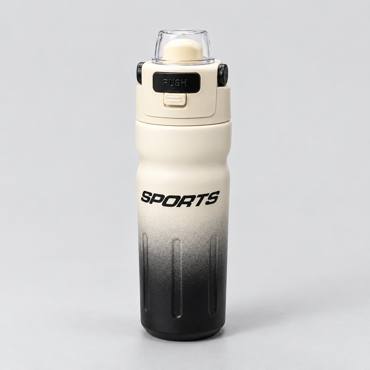 Sport Water Bottle – Cream & Black