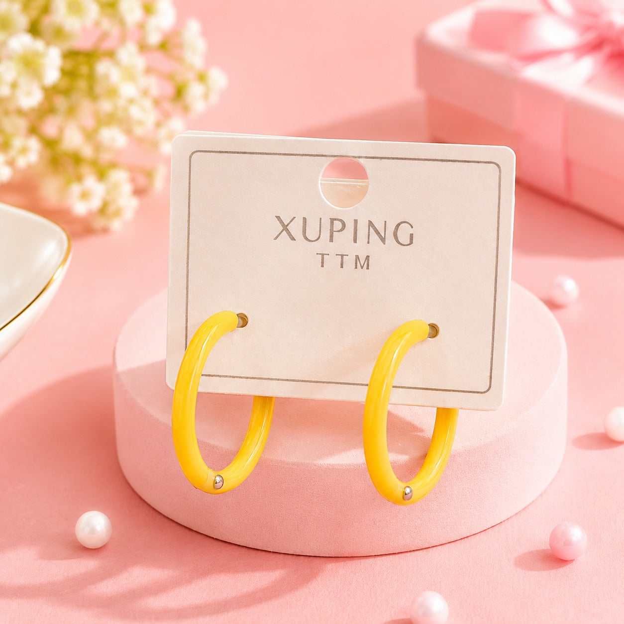 YELLOW HOOP EARRINGS